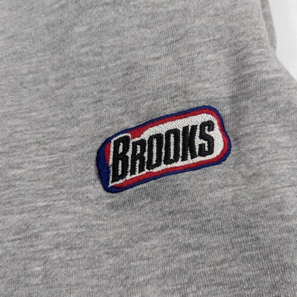 Brooks Sweatpants Men's Medium Gray Pockets Drawstring Embroidered Fleece - Picture 5 of 10